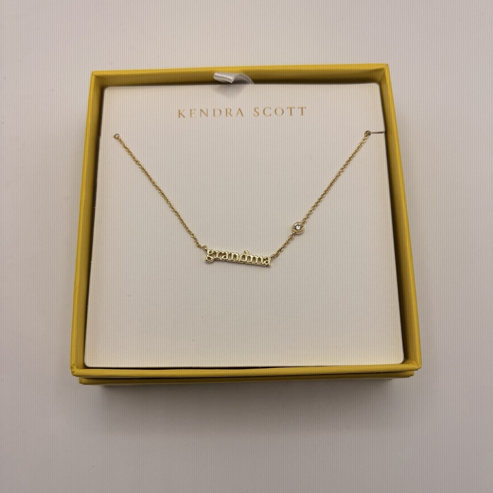 Kendra Scott Grandma Crystal Short Pendant Necklace Gold White 14k Gold Plated